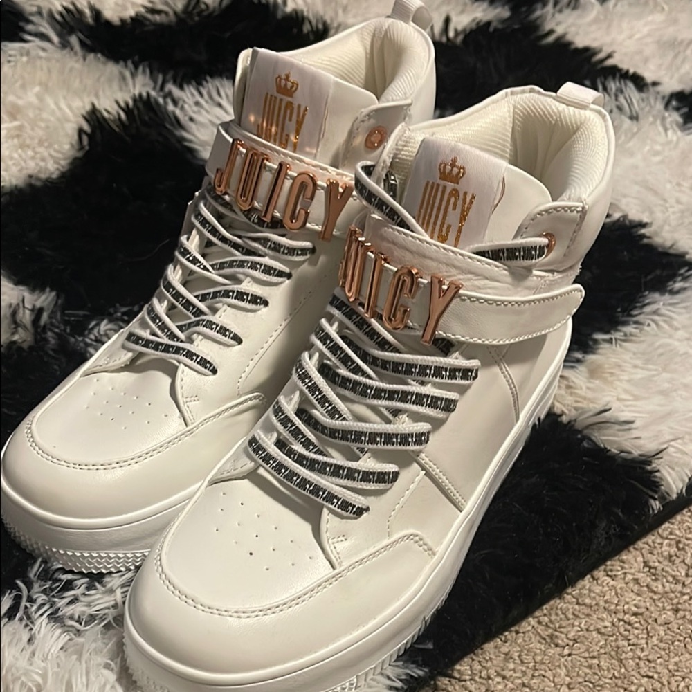 Juicy Couture White High-Top Sneakers with Metallic Accents